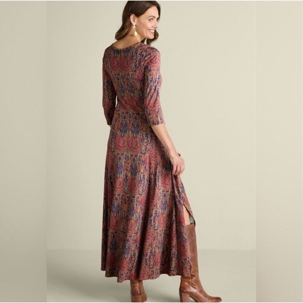 Soft Surroundings Alcott Rose Floral Print Maxi Dress Women's Size Small Stretch
